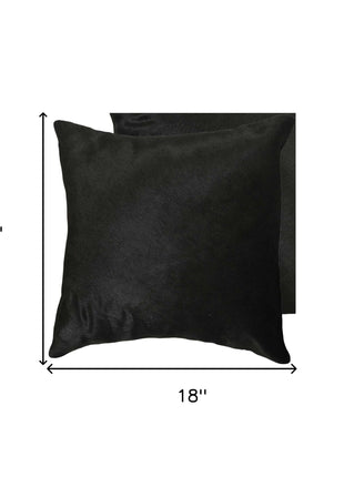 Set of Two 18" Black Cowhide Throw Pillows-5
