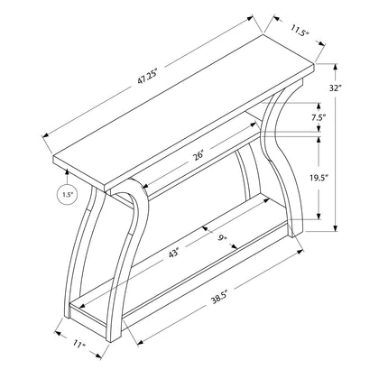 Technical drawing of a piece of furniture with dimensions labeled
