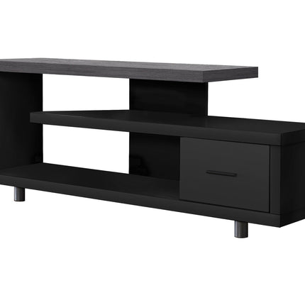 16" Black and Gray Open Shelving TV Stand