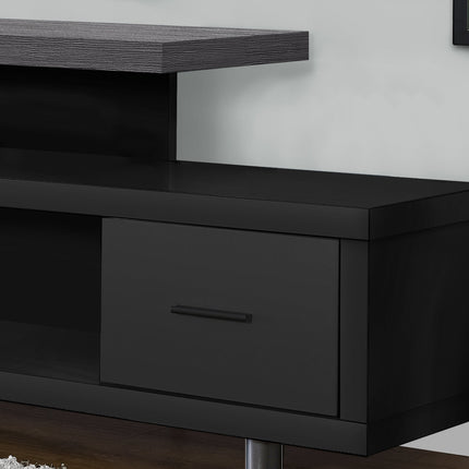 16" Black and Gray Open Shelving TV Stand