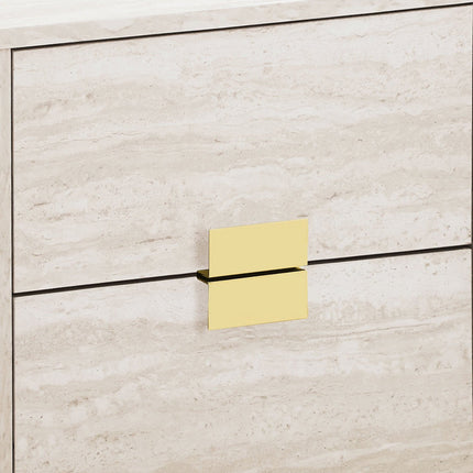 Beige textured surface with a gold square handle