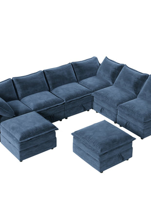 Mirod Versatile 8-Piece Modular Sofa Bed with Storage,Stylish Faux Double-Layer Cushions,Comfortable & Durable Design,Perfect for Any Living Space-3