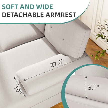 U-Shaped Sectional Sofa – Breathable Linen Fabric with Chaise, Beige