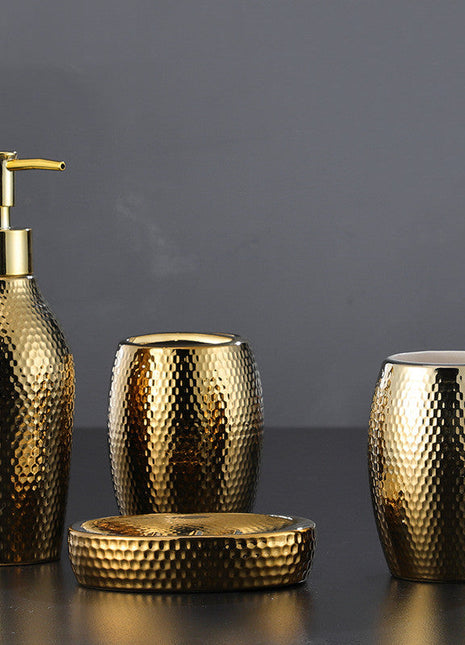 4 Pieces Golden Ceramic Bathroom Set-1