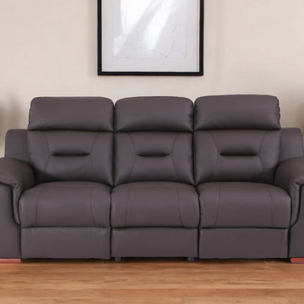 90" Brown Faux Leather Sofa-1
