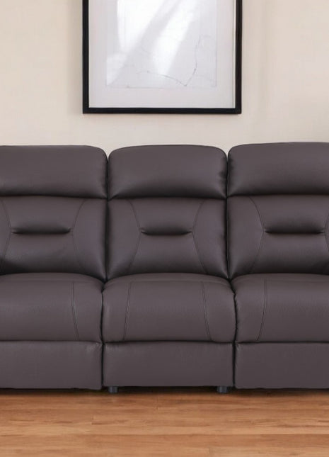 90" Brown Faux Leather Sofa-1