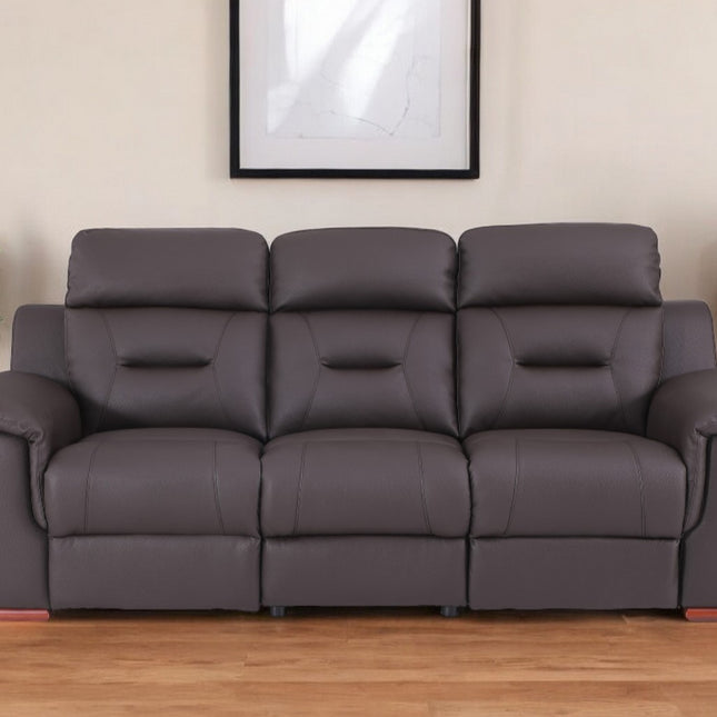 90" Brown Faux Leather Sofa-1