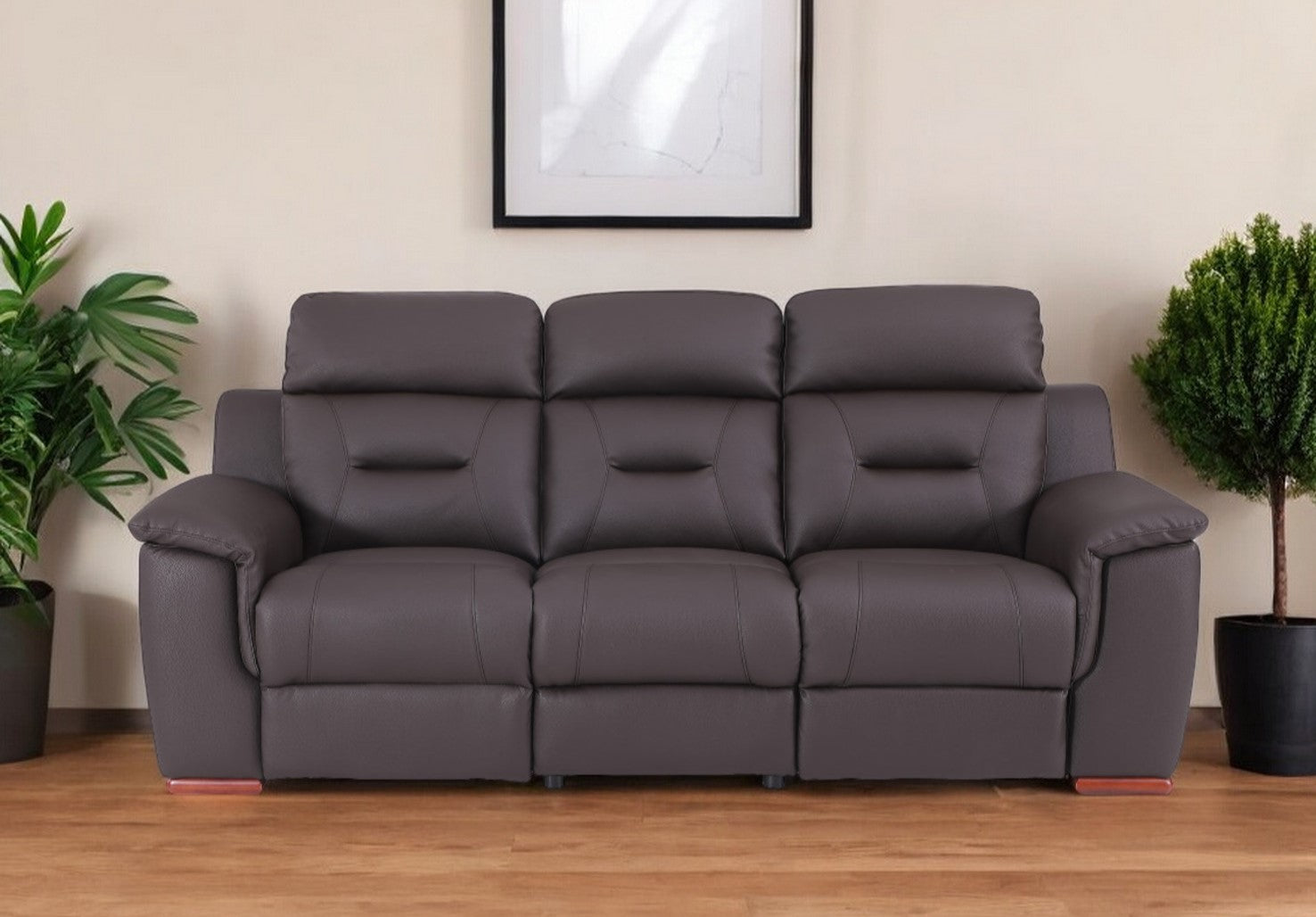 90" Brown Faux Leather Sofa-1