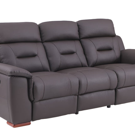 90" Brown Faux Leather Sofa-0
