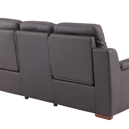 90" Brown Faux Leather Sofa-3