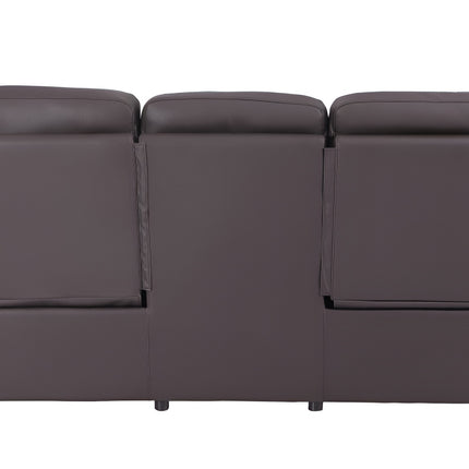 90" Brown Faux Leather Sofa-5