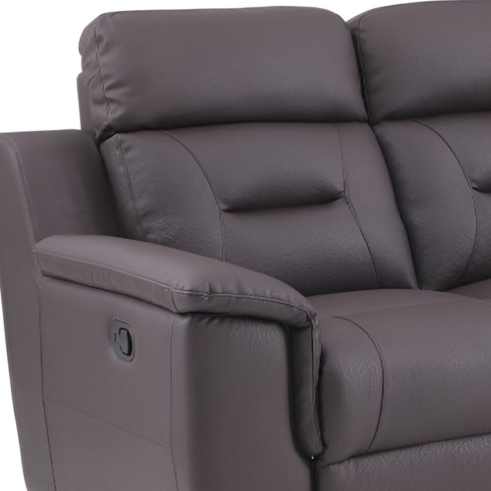90" Brown Faux Leather Sofa-6