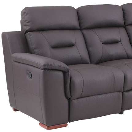 90" Brown Faux Leather Sofa-7