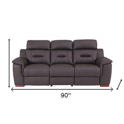 90" Brown Faux Leather Sofa-8