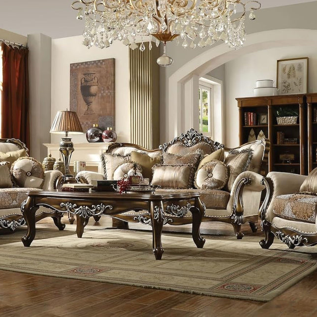 4 Pieces Traditional Collection Living Room Furniture Set Includes Sofa W/7 Pillows, Loveseat W/5 Pillows, Chair W/2 Pillows and Coffee Table (B)-1