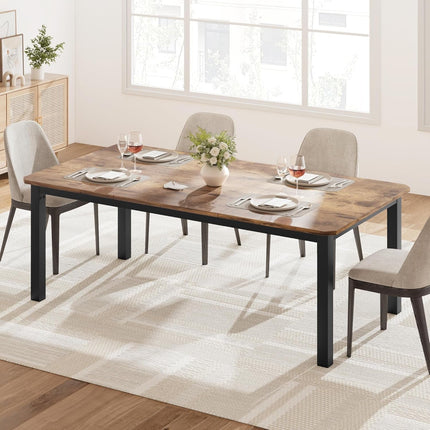 Dining table set with chairs in a bright room