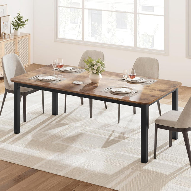 Dining table set with chairs in a bright room