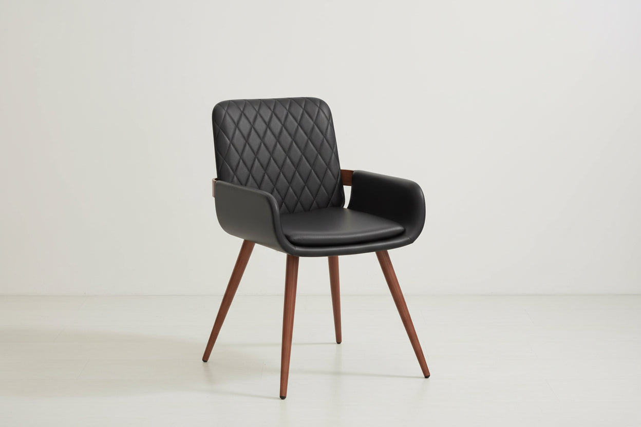 Hardy Haus Mid Century Modern Faux Leather Dining Chairs Set of 2 – Black