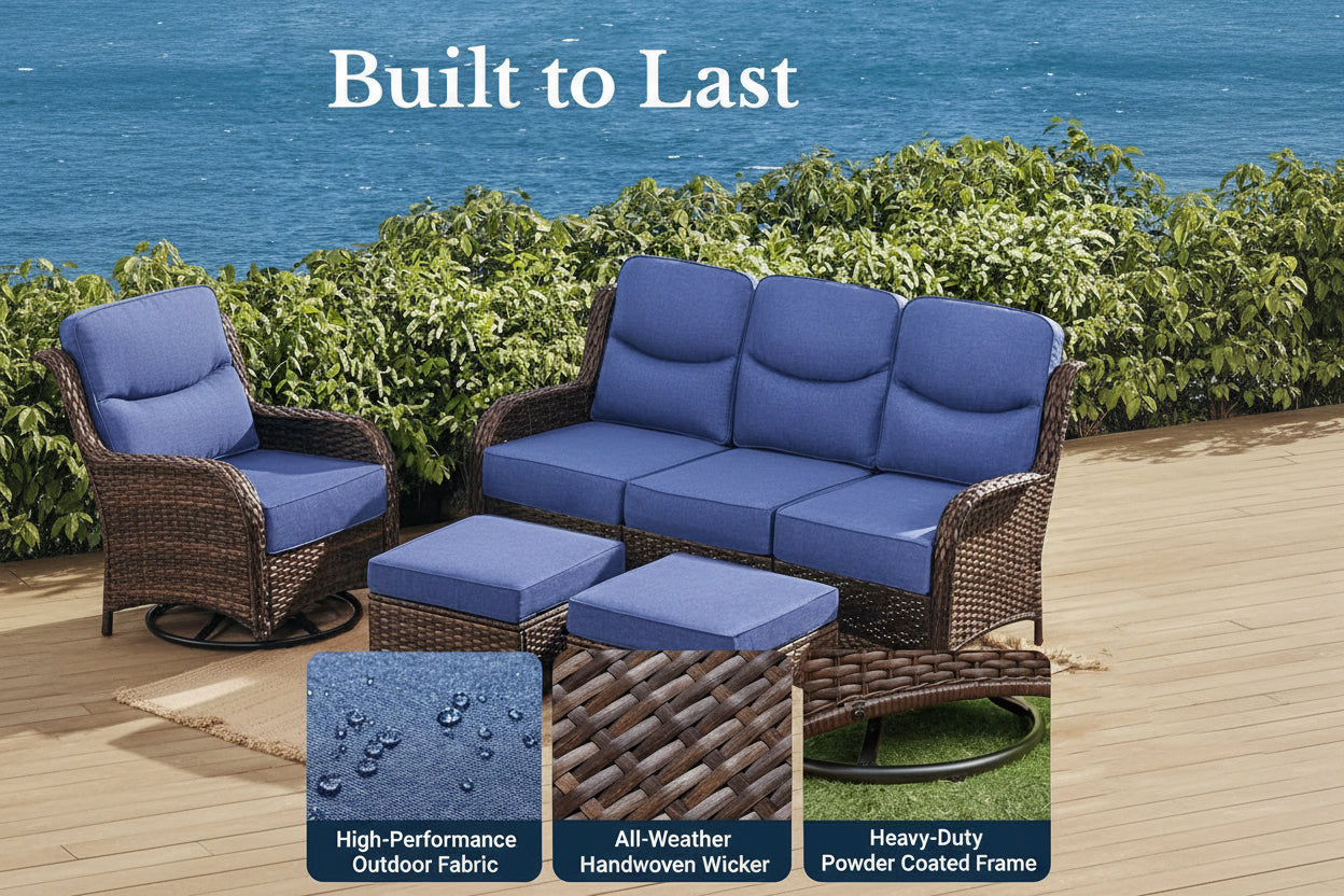 Luxury Outdoor Patio Furniture Set with Thick Cushions-4