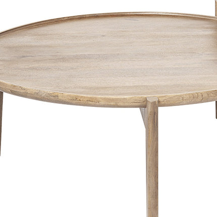 Set of Two Brown Solid Wood Round Nested Coffee Tables-6