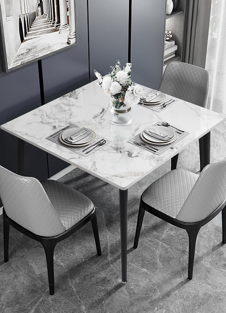 Square Kitchen Dining Table: Sintered Stone Dining Room Table Modern Coffee Table Marble Table with Stable Metal for Kitchen Living Room Office Patio Seaside, 31.5X31.5X29.92 Inch-3