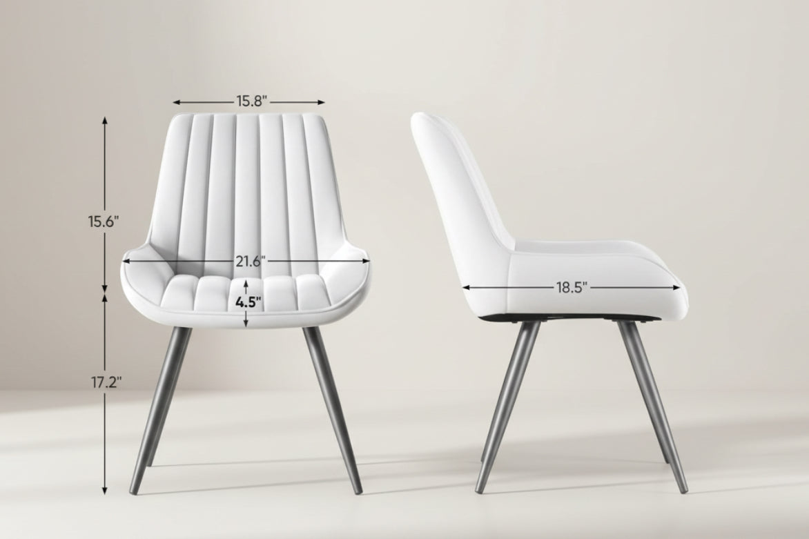 White Upholstered Dining Chairs With Thick Cushions-1