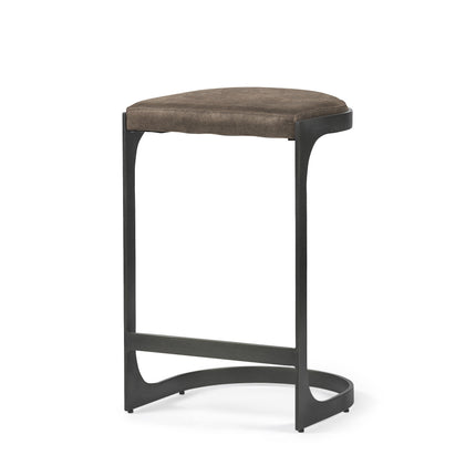 29" Black Leather and Metal Backless Counter Height Bar Chair-1