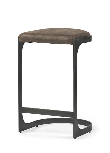29" Black Leather and Metal Backless Counter Height Bar Chair-1