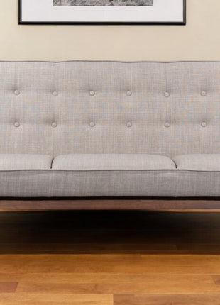69" Beige Polyester Sofa With Brown Legs