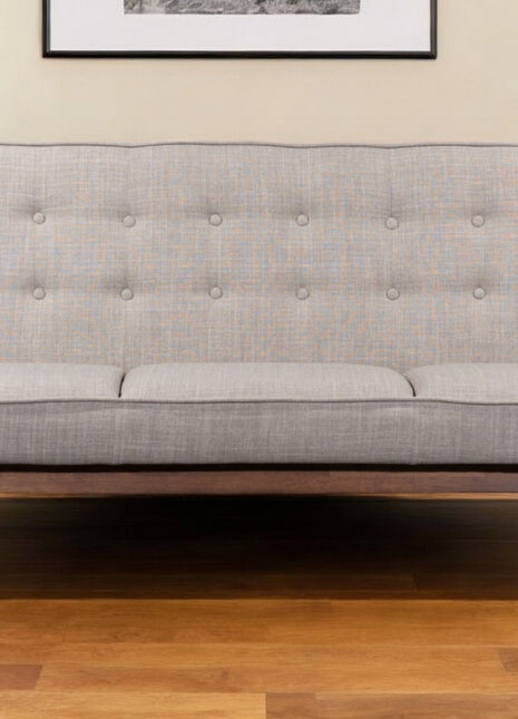 69" Beige Polyester Sofa With Brown Legs