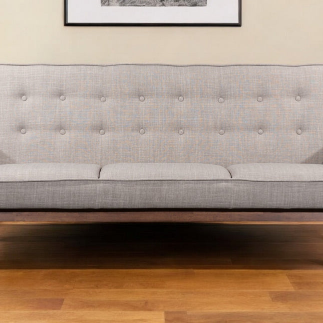 69" Beige Polyester Sofa With Brown Legs