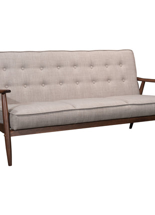 69" Beige Polyester Sofa With Brown Legs