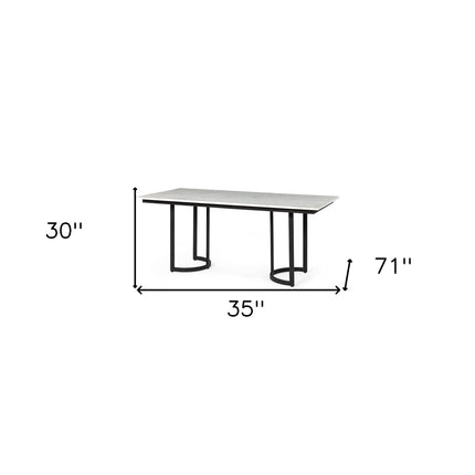 Table dimensions labeled with measurements on a white background