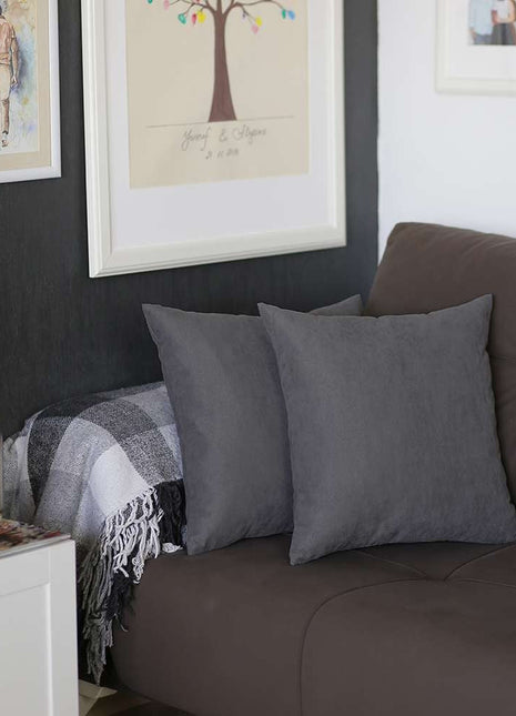 Set of 2 Gray Modern Square Throw Pillows