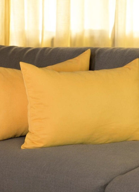 Set of 2 Yellow Modern Lumbar Throw Pillows