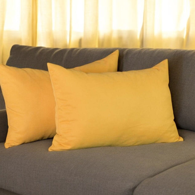 Set of 2 Yellow Modern Lumbar Throw Pillows