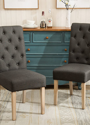 Charcoal Tufted Dining Chairs-1