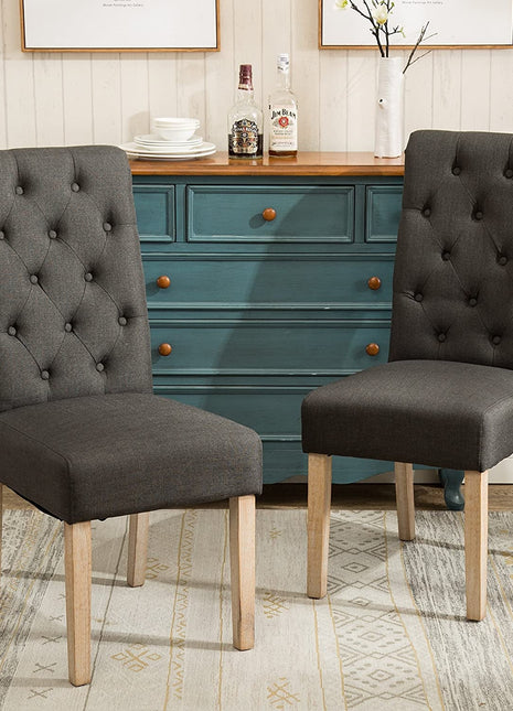 Charcoal Tufted Dining Chairs-1