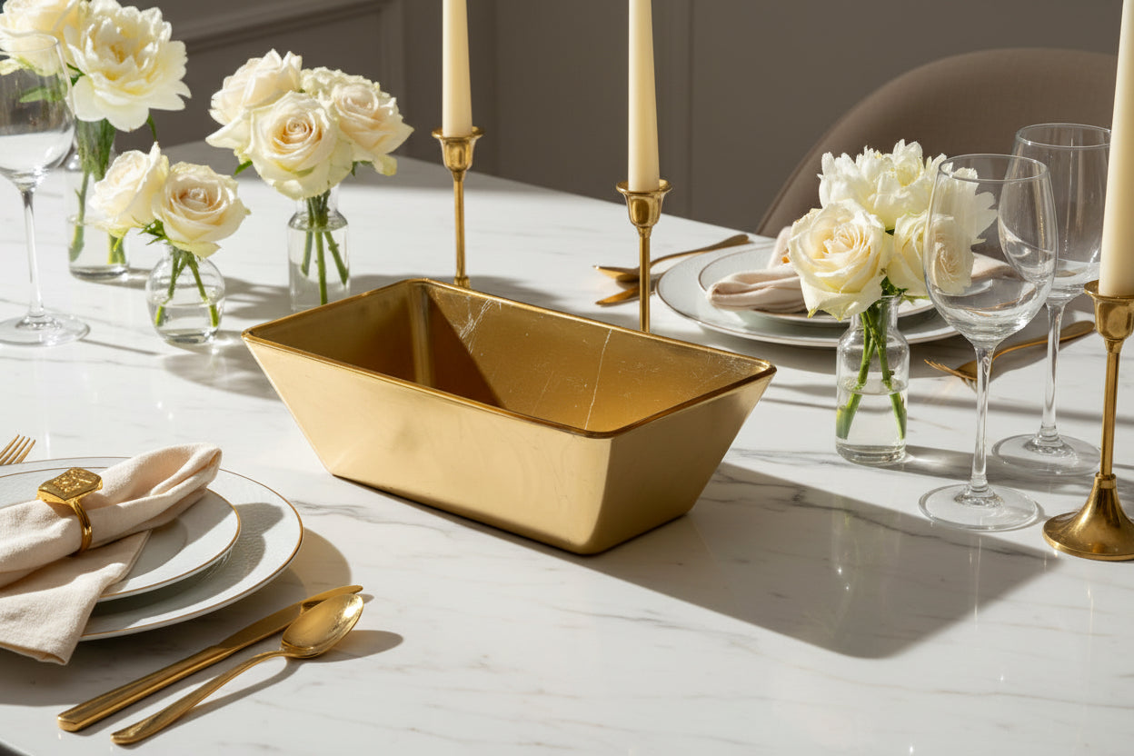 Gold ingot on a white background