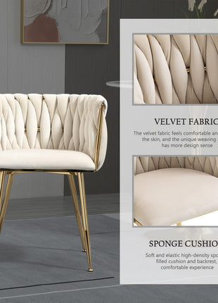 Modern Velvet Dining Chair with Gold Metal Legs, Set of 4 Luxury Tufted Dining Chairs for Living Room, Bedroom, Kitchen-3