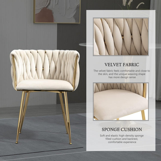 Modern Velvet Dining Chair with Gold Metal Legs, Set of 4 Luxury Tufted Dining Chairs for Living Room, Bedroom, Kitchen-3