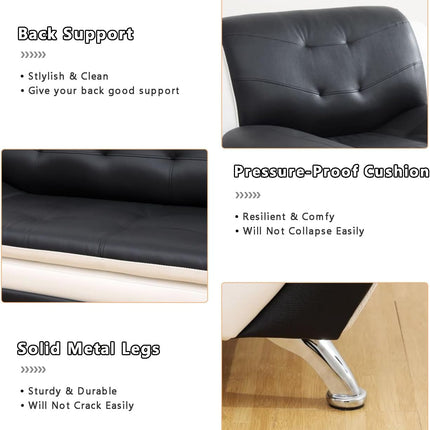 Living Room Sofa Set Leather Couch and Loveseat for Living Room, Living Room Couch Set, Sofa for Bedroom, Apartment, Living Room Furniture Sets (Black&White, Sofa+Loveseat)-2