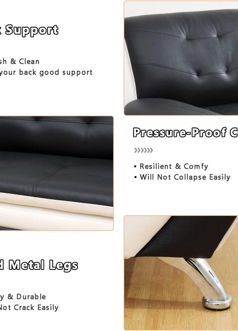 Living Room Sofa Set Leather Couch and Loveseat for Living Room, Living Room Couch Set, Sofa for Bedroom, Apartment, Living Room Furniture Sets (Black&White, Sofa+Loveseat)-2
