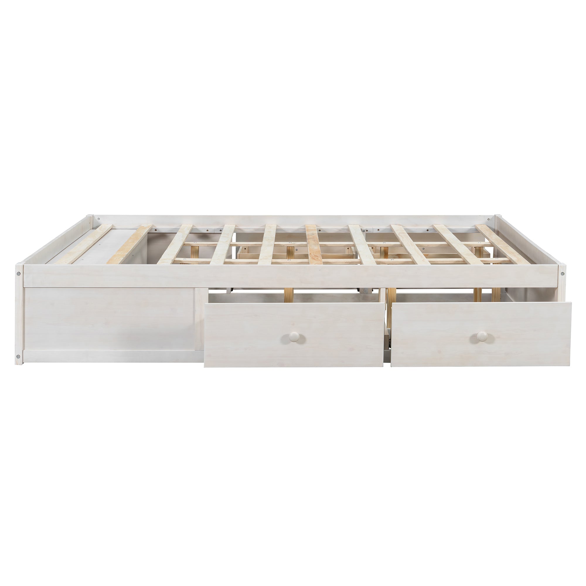 Platform Bed Frame with 4 Storage Drawers and Hydraulic Lift Footboard