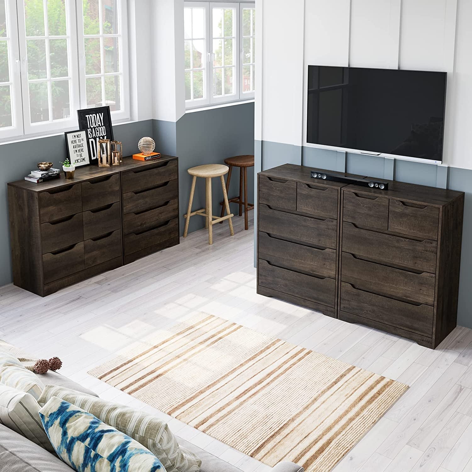 Modern Dark Brown 5-Drawer Clothing Organizer