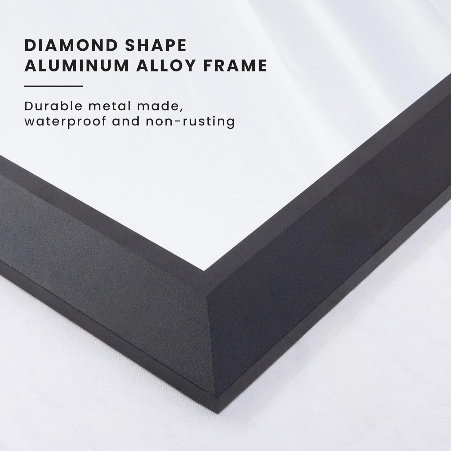 Black diamond shape aluminum alloy frame on a white background