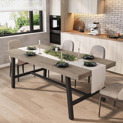 Dining table set with chairs in a modern kitchen