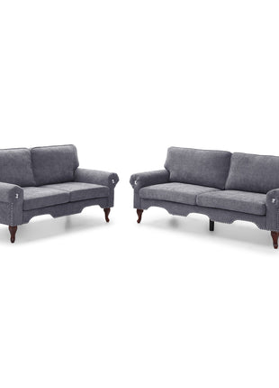 2 Piece Sectional Sofa Set with Movable Pillows, 5 Seat Convertible  Couch Sets,  Upholstered Sofa for Living Room Office, Bedroom & Apartment,  Gray-4