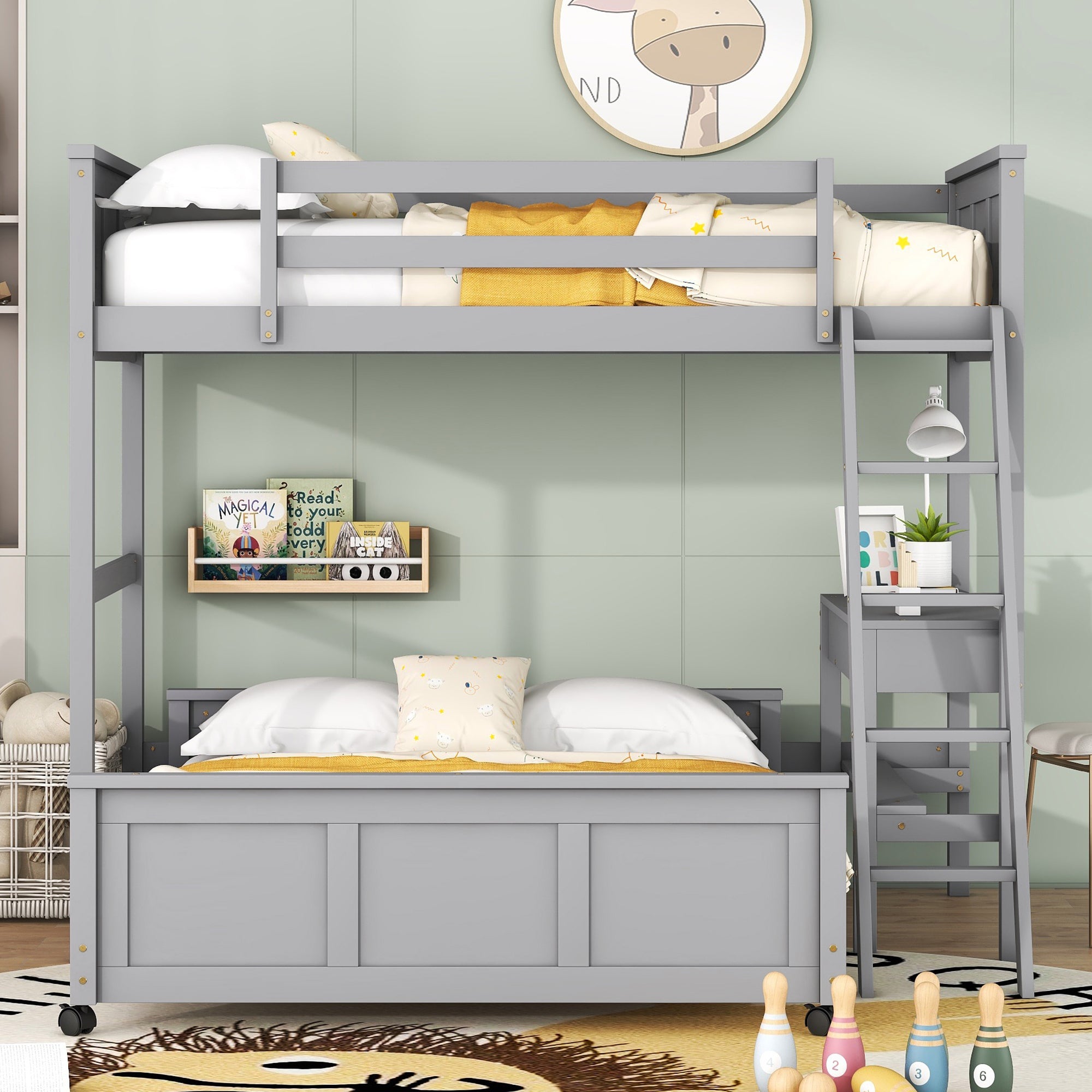 Twin Over Full Bunk Bed with Desk