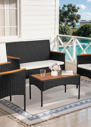 Outdoor Wicker Patio Furniture Set with Cushions-1